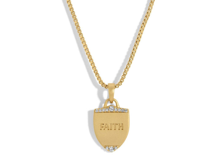 Faith Shield Necklace with CZs