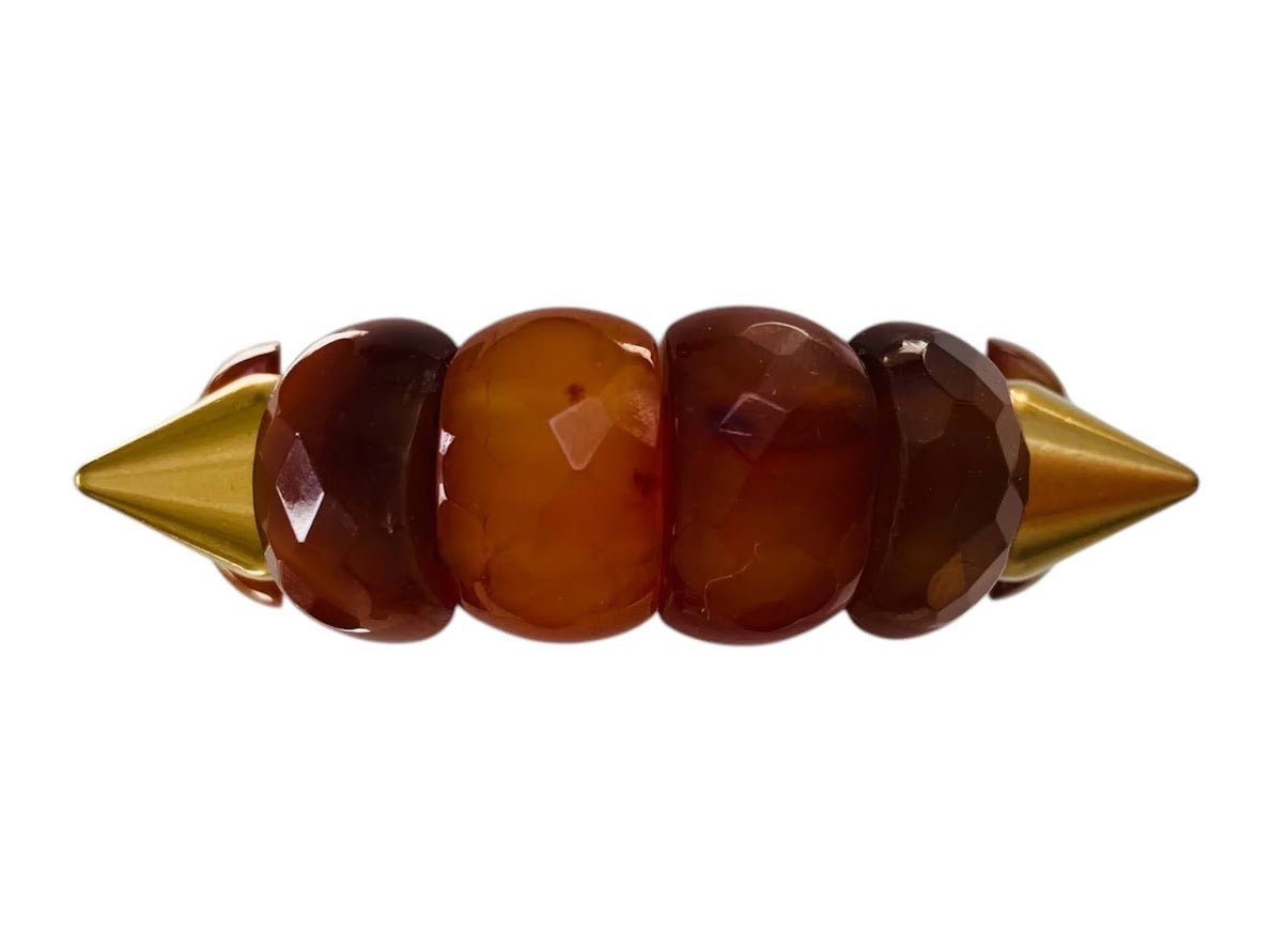 Faceted Carnelian Bracelet with Gold Spikes