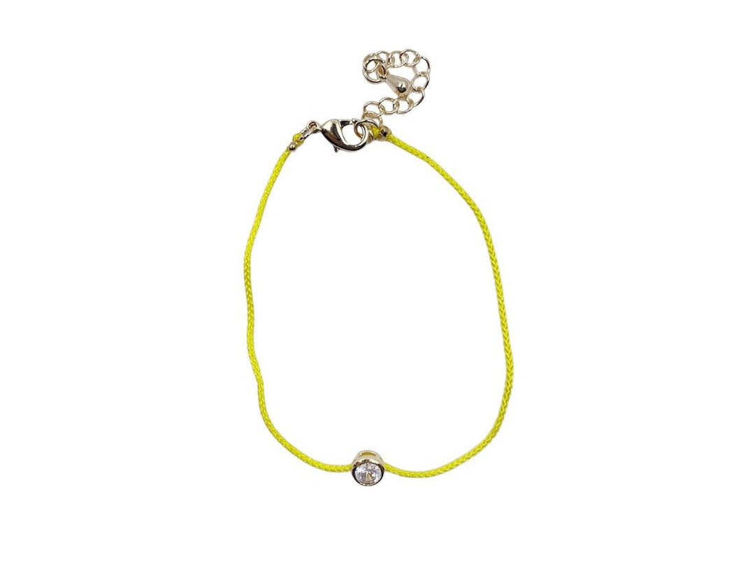 Yellow Woven Bracelet with Bezel Set CZ.