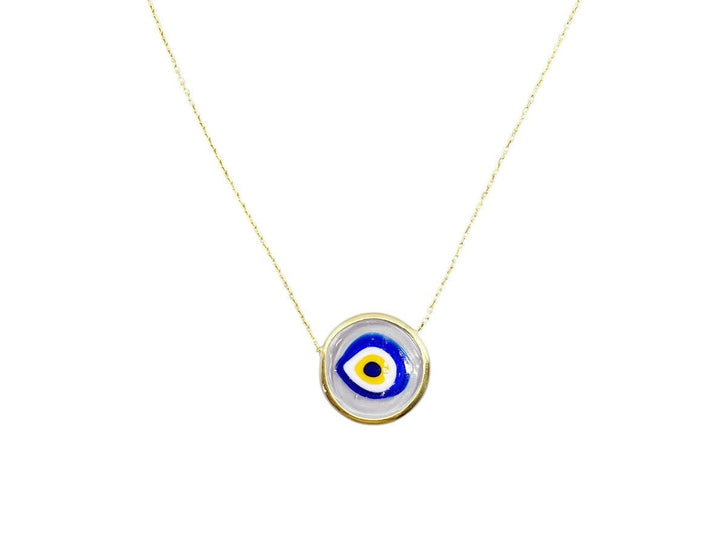 Clear Handpainted Evil Eye Necklace
