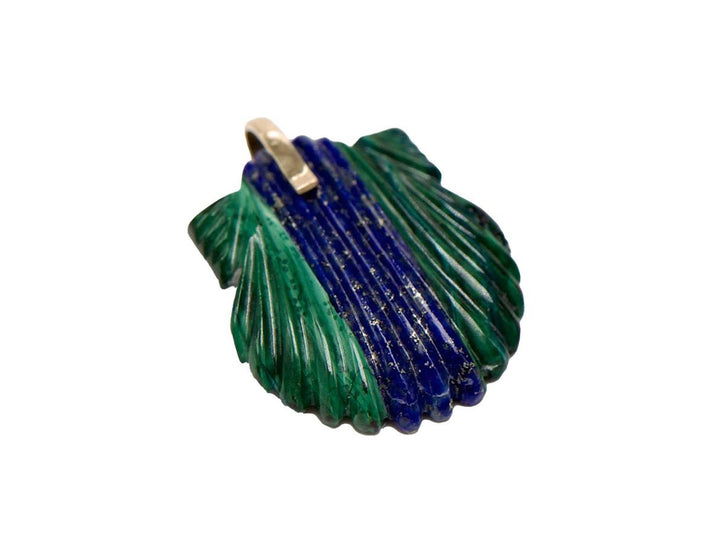 14k Malachite and Lapis Shell Charm