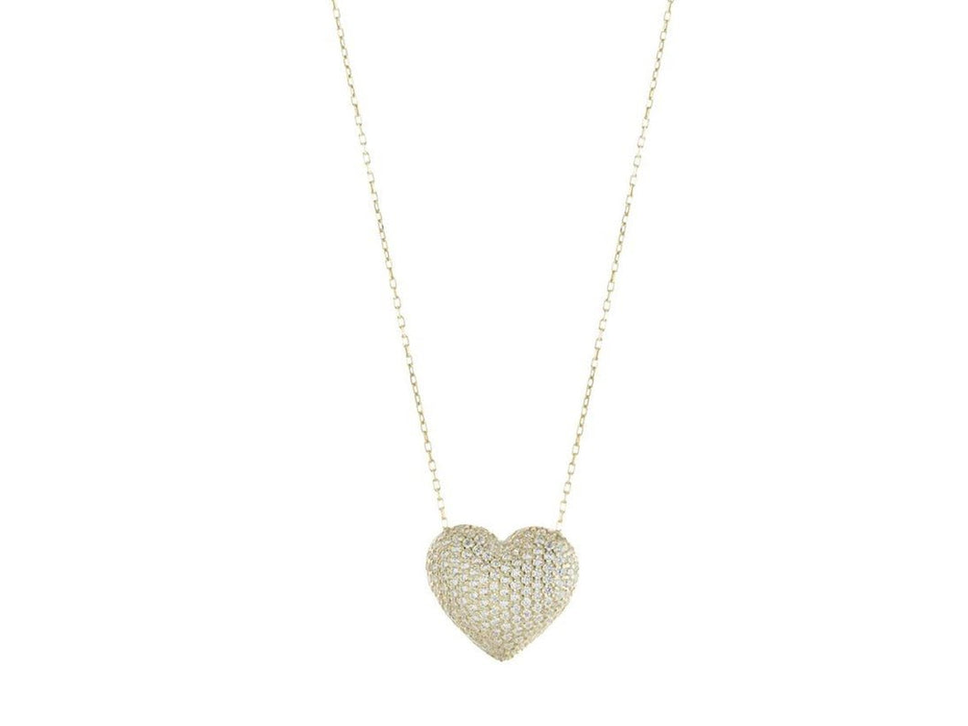 Puffy CZ Heart Necklace