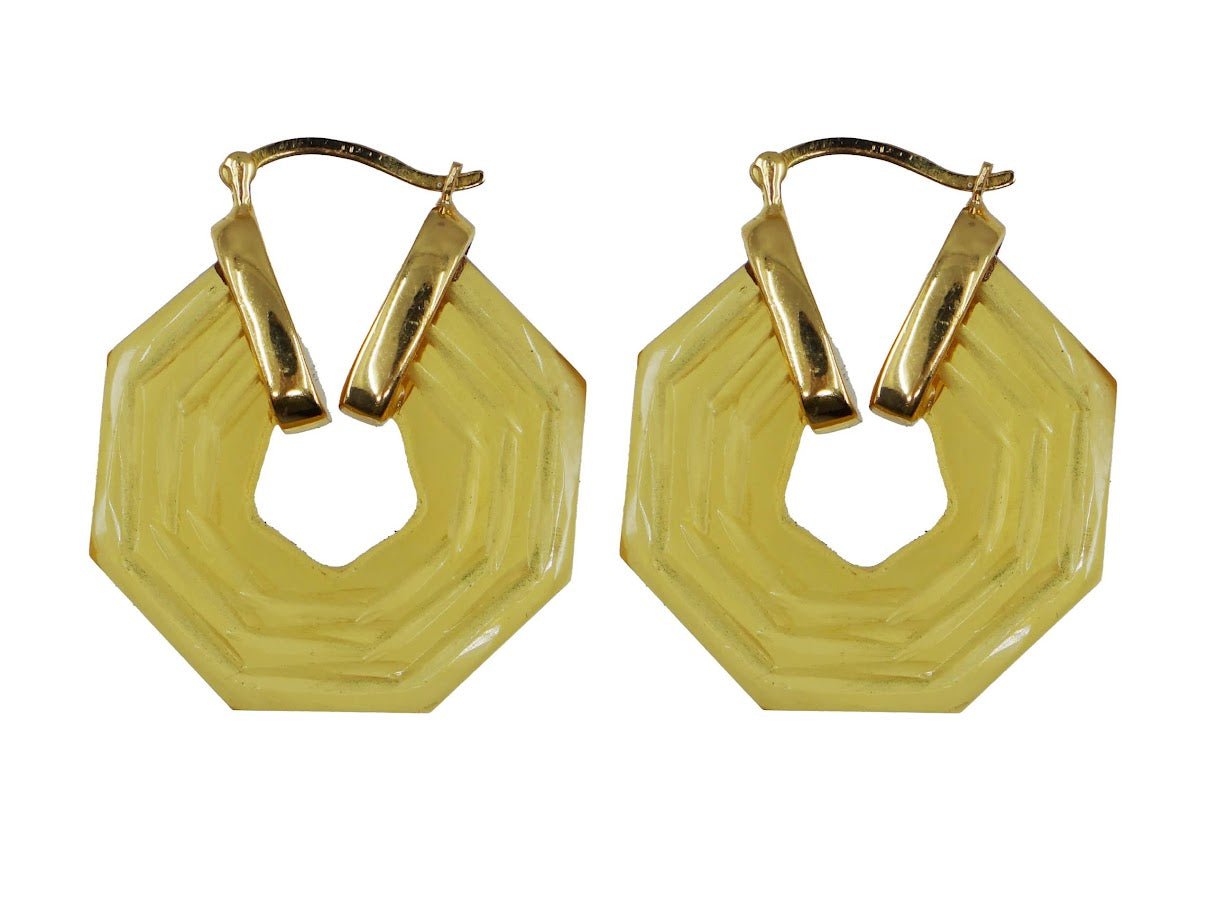Citrine Crystal Hexagonal Hoops