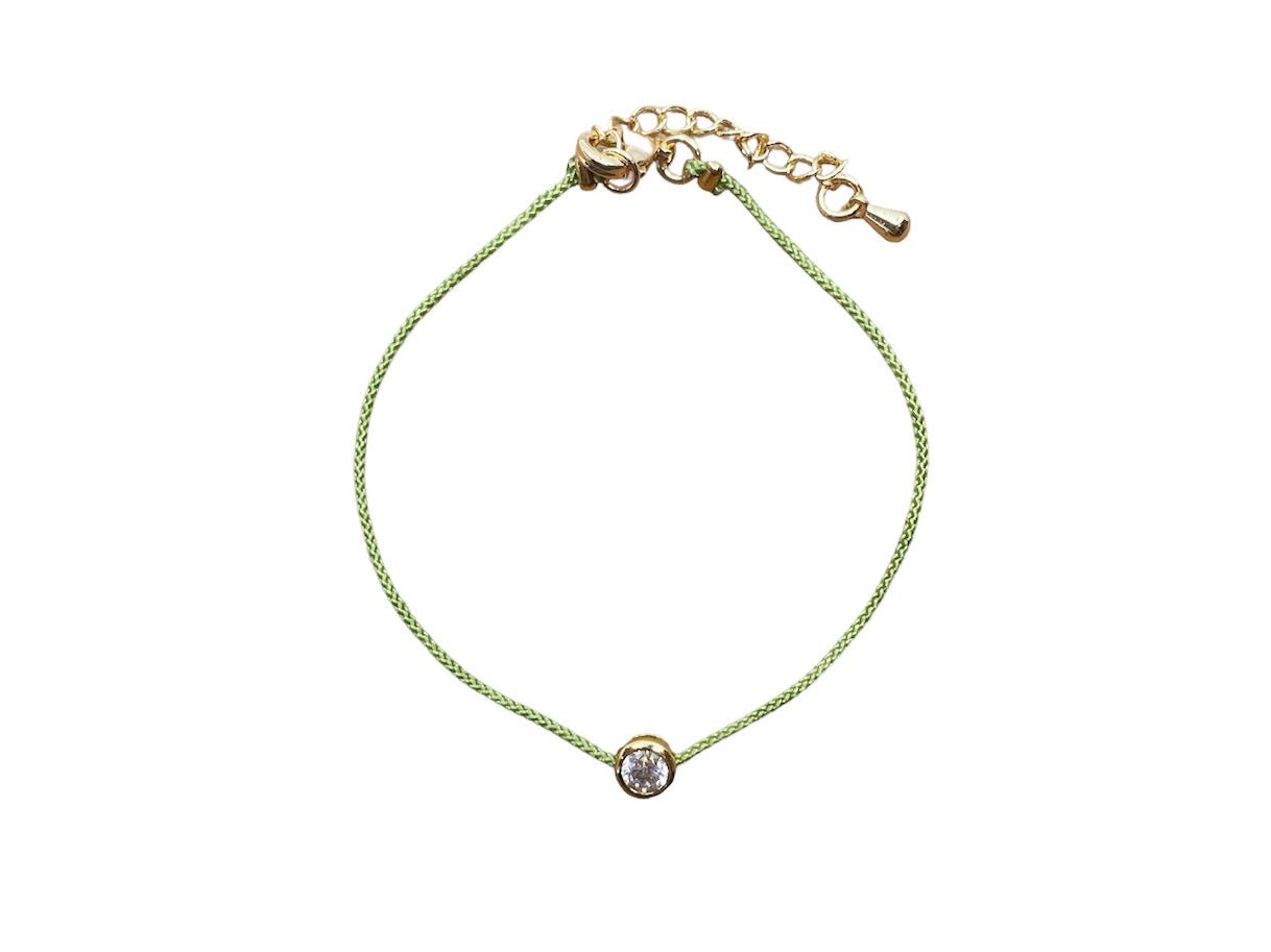 Olive Woven Bracelet with Bezel Set CZ