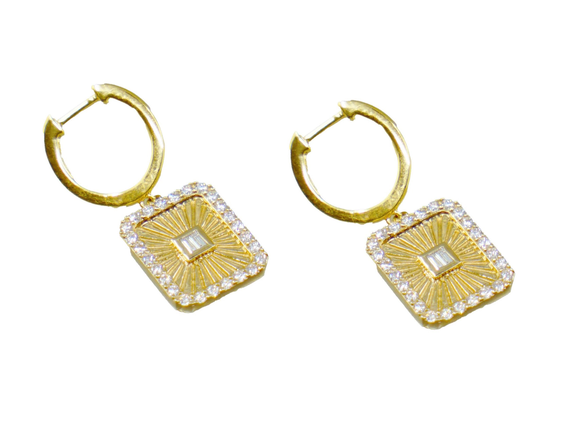 14k Dog Tag Earrings with Diamonds