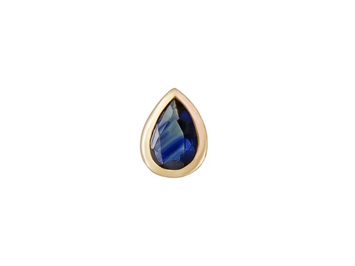 9k and Blue Sapphire Mini Stud