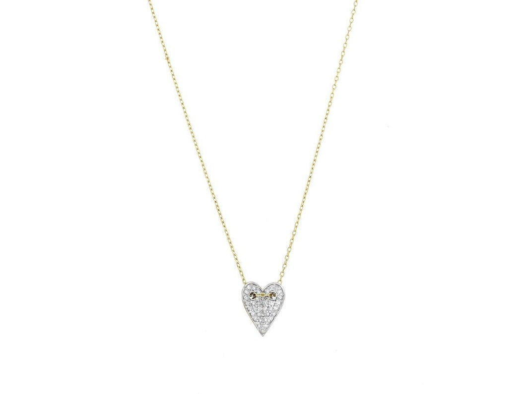 14k Folded Heart Diamond Necklace