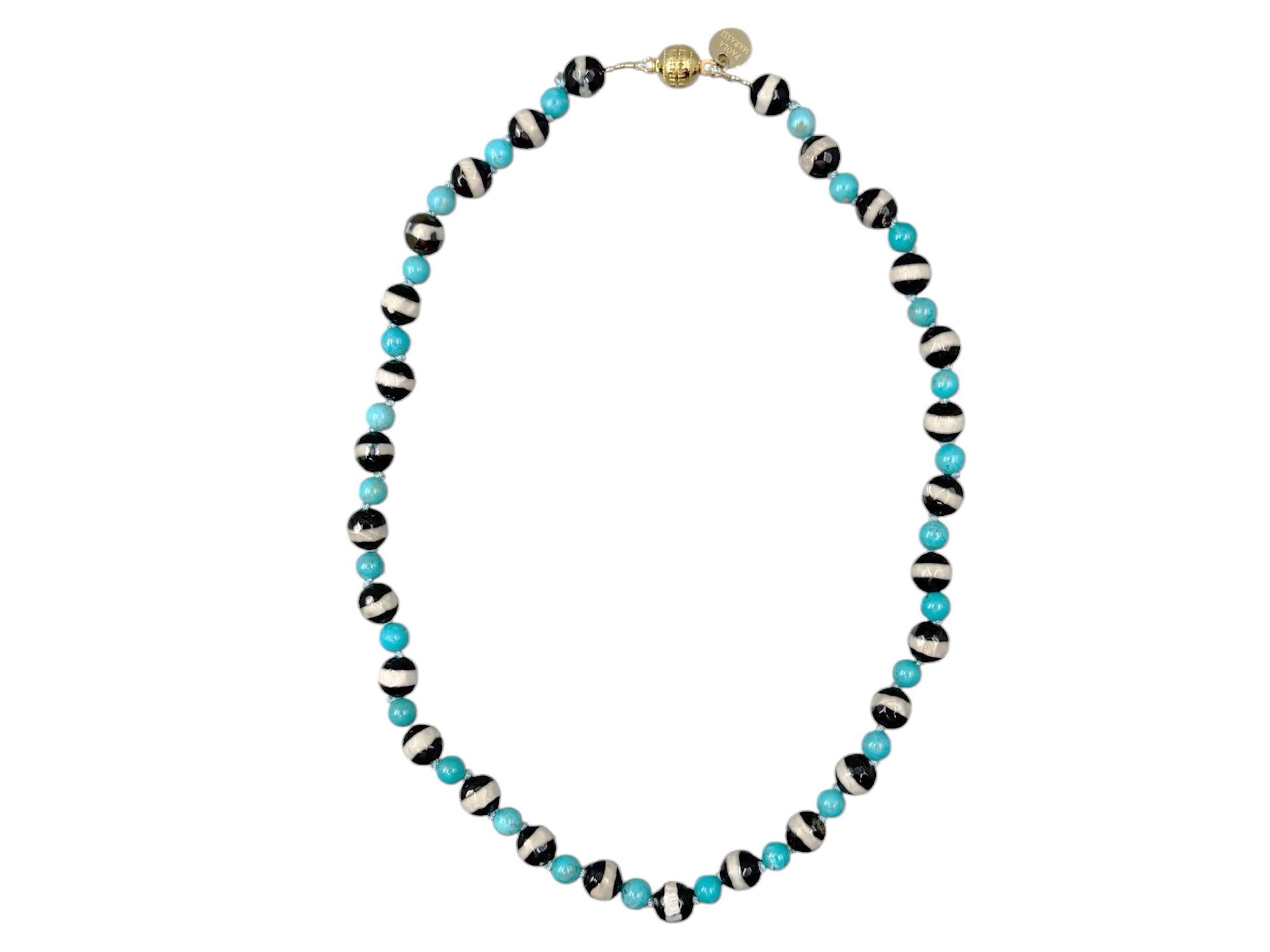 Tibetan Agate and Turquoise Necklace