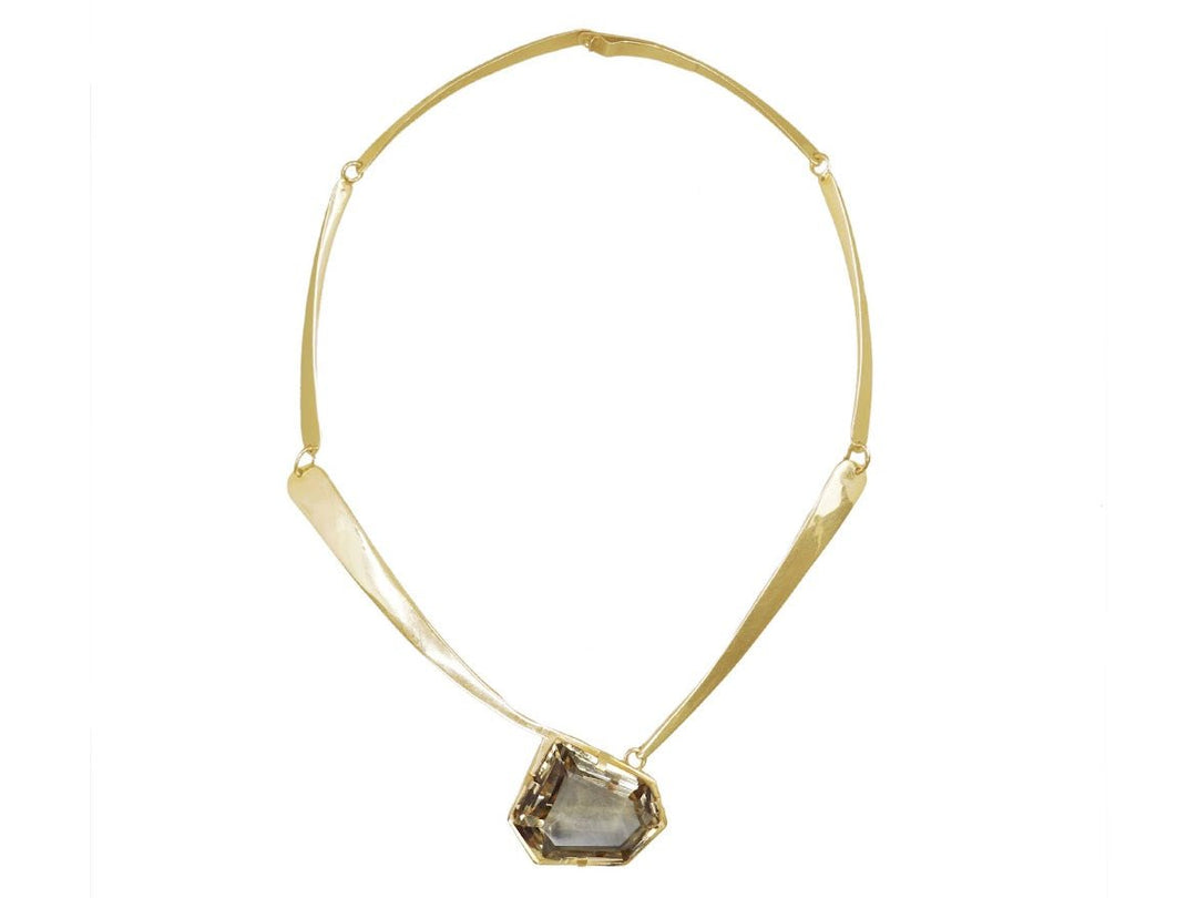 14k Signed Modernist Citrine Necklace