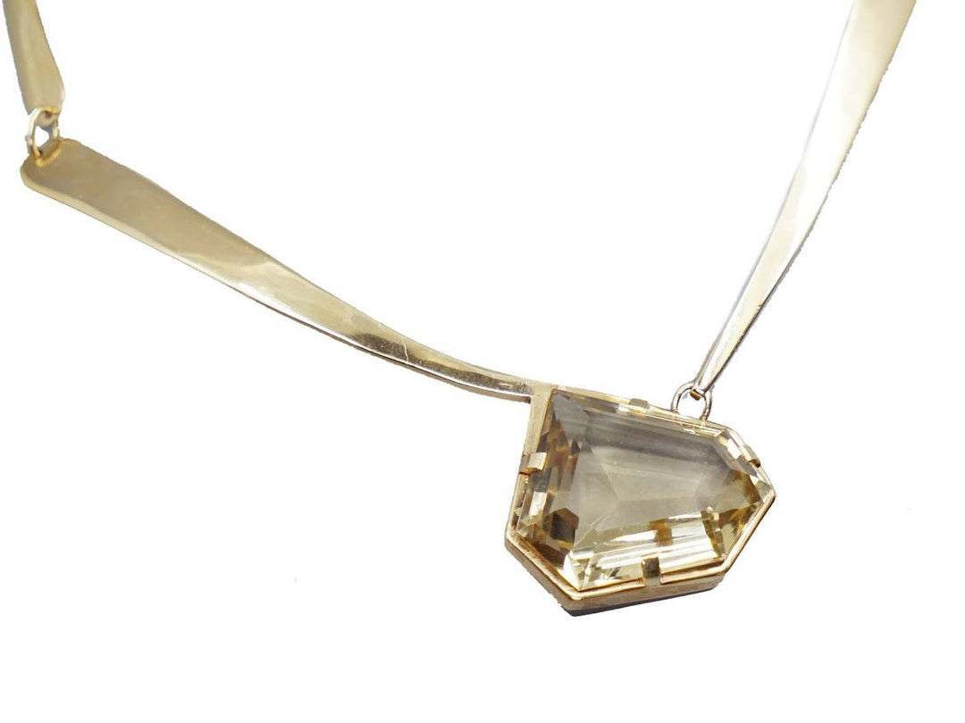 14k Signed Modernist Citrine Necklace