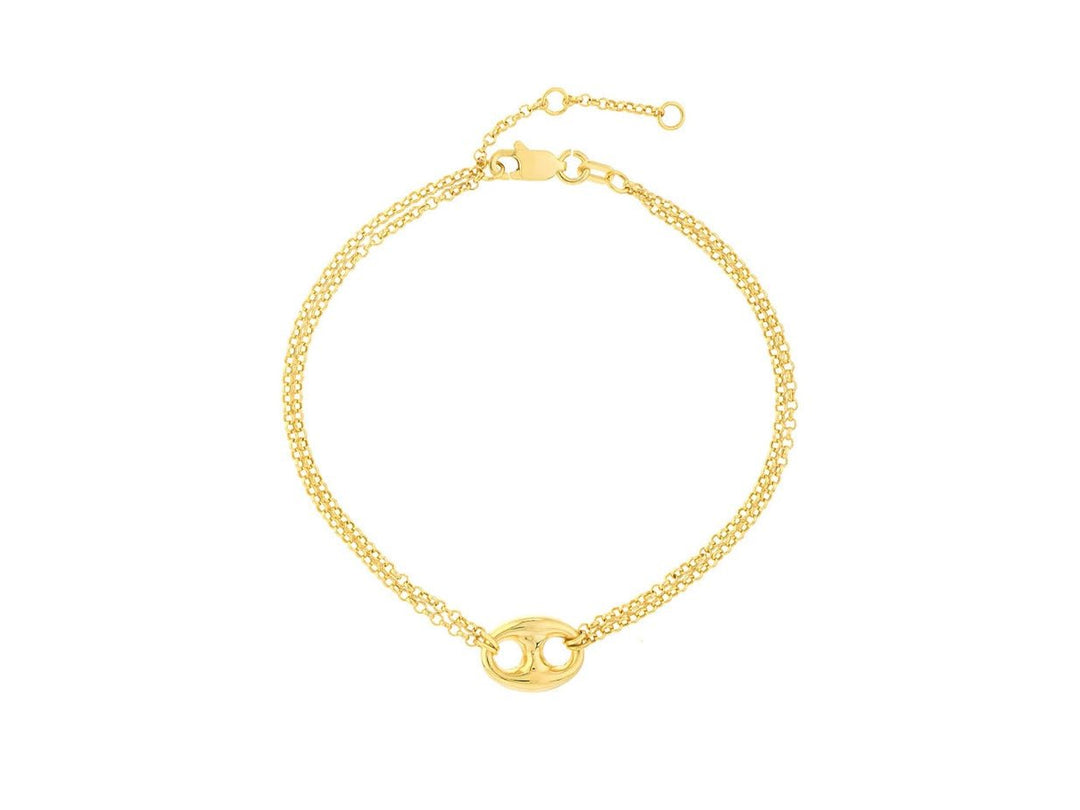 14k Double Chain Bracelet with Mariner Link