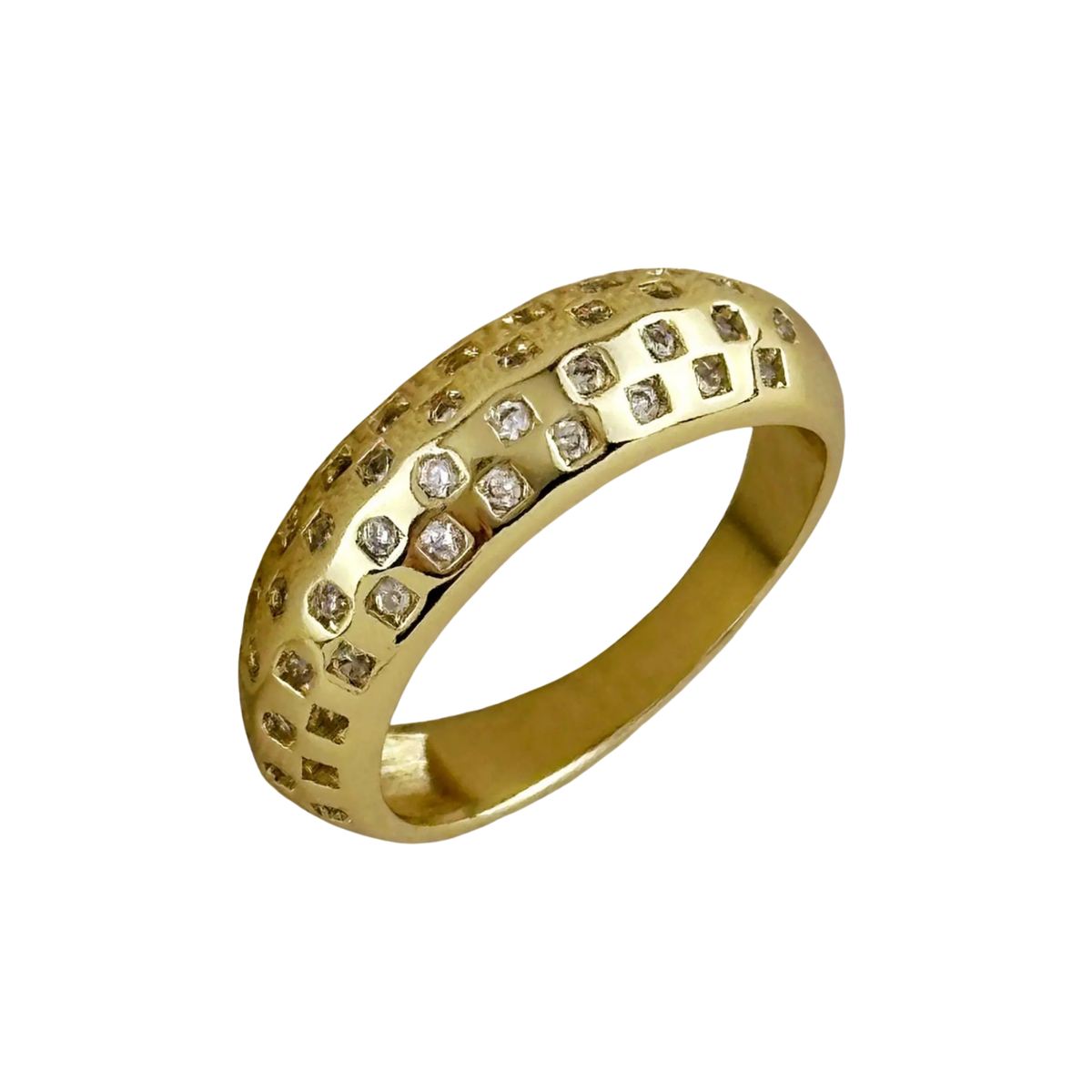 Gold Dome Ring with CZs