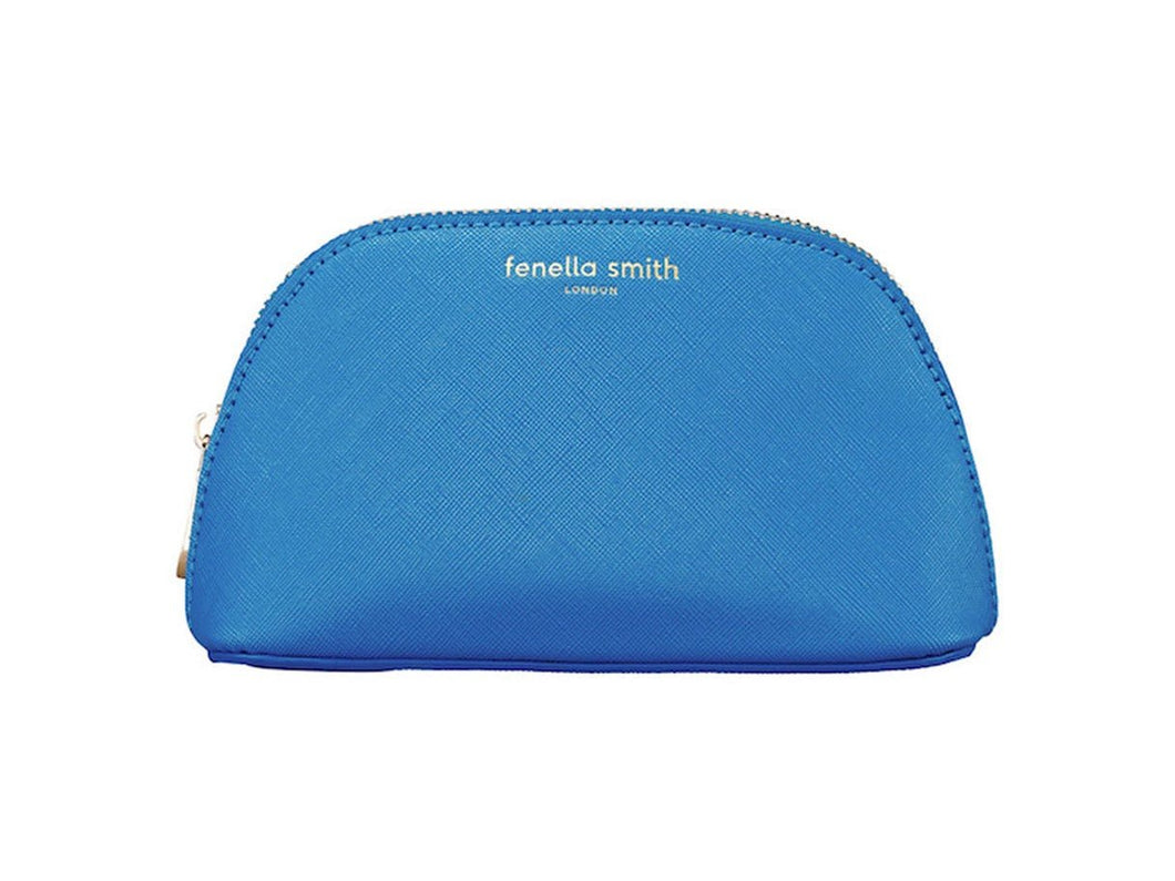 Blue Vegan Leather Oyster Cosmetic Case