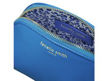 Load image into Gallery viewer, Blue Vegan Leather Oyster Cosmetic Case
