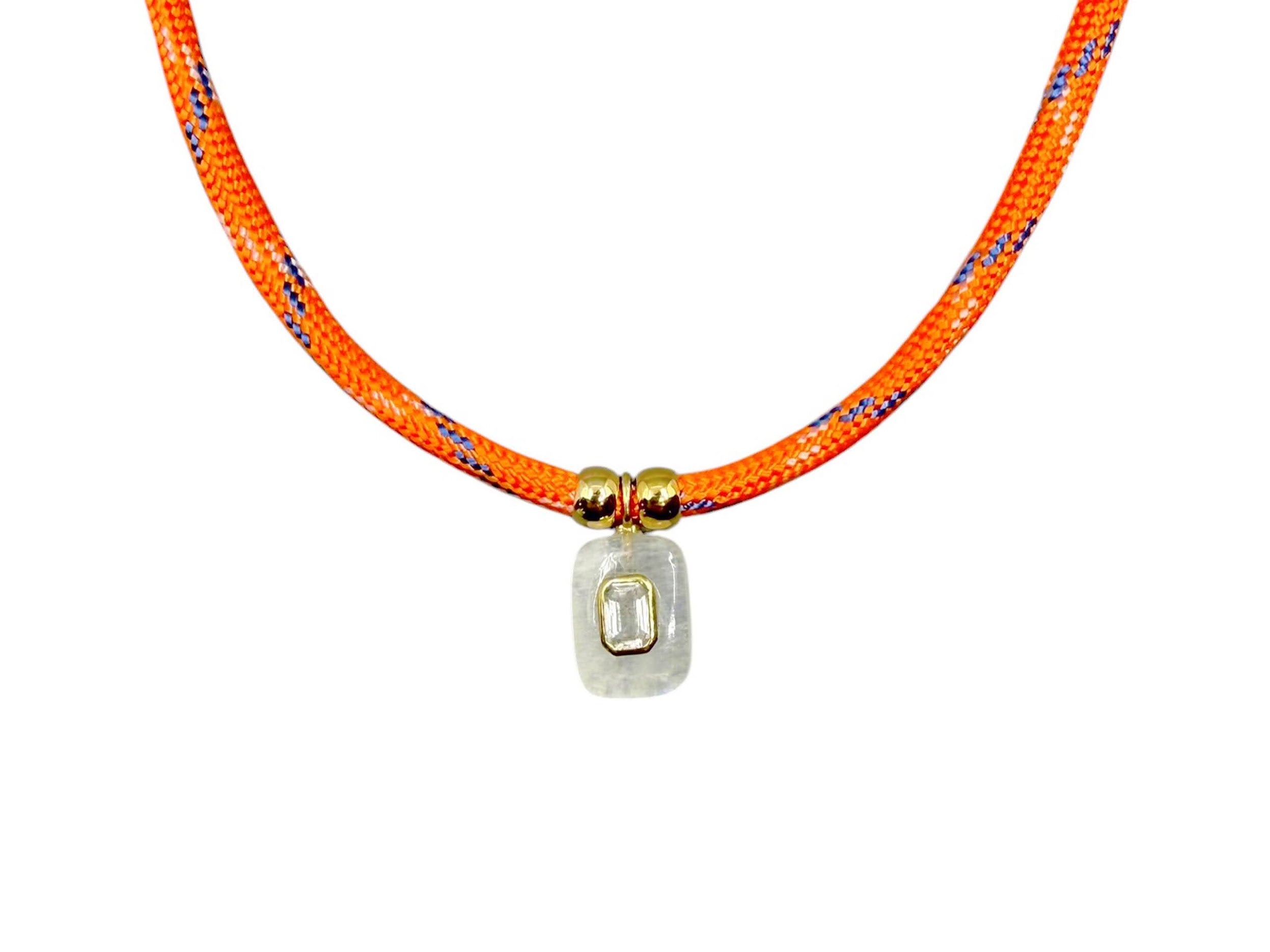 Moonstone and White Topaz on Paracord Necklace