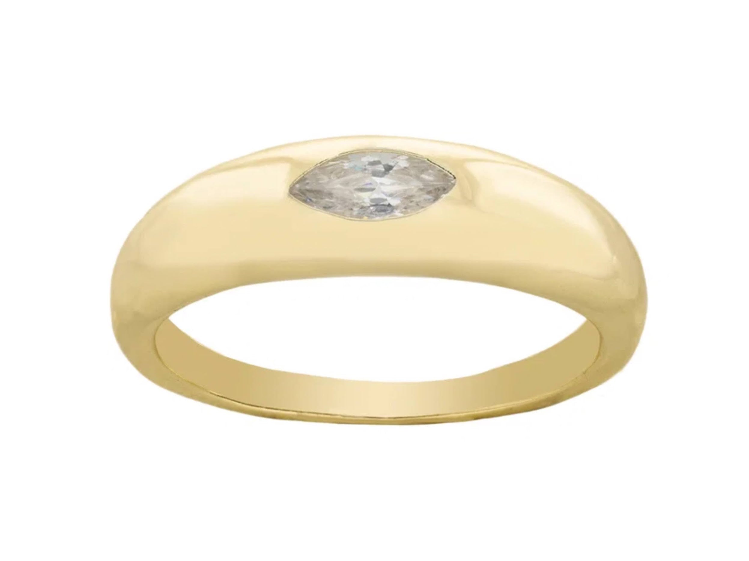 Gold band with Marquise CZ