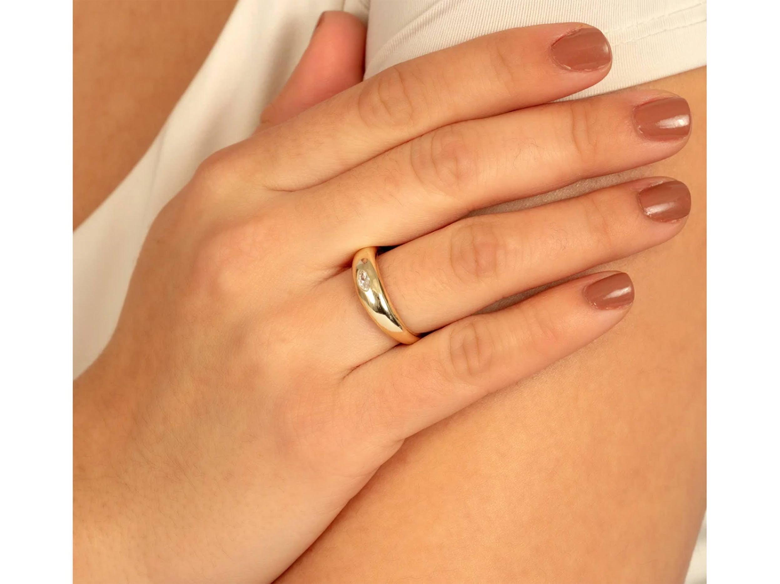 Gold band with Marquise CZ