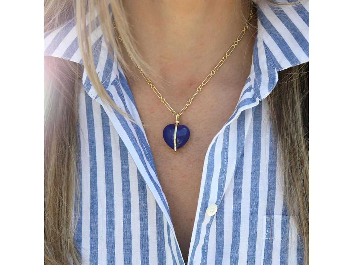 Lapis Wrapped Heart Charm