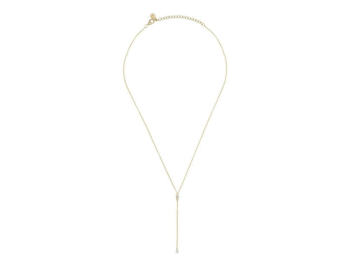 Gold Lariat Necklace with CZs
