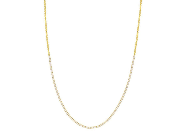 14k Half Diamond Tennis Necklace