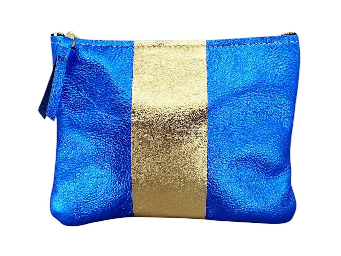 Royal Metallic Everyday Pouch with Gold Stripe