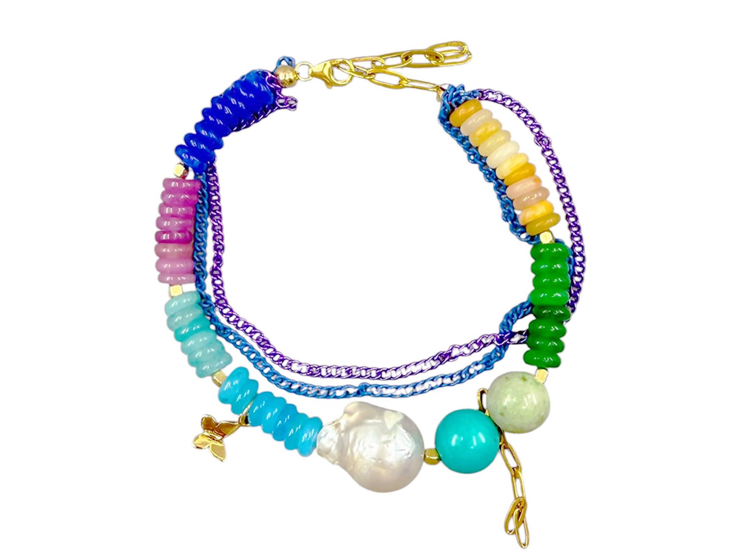 Multiple Gemstone and Pearl Bracelet