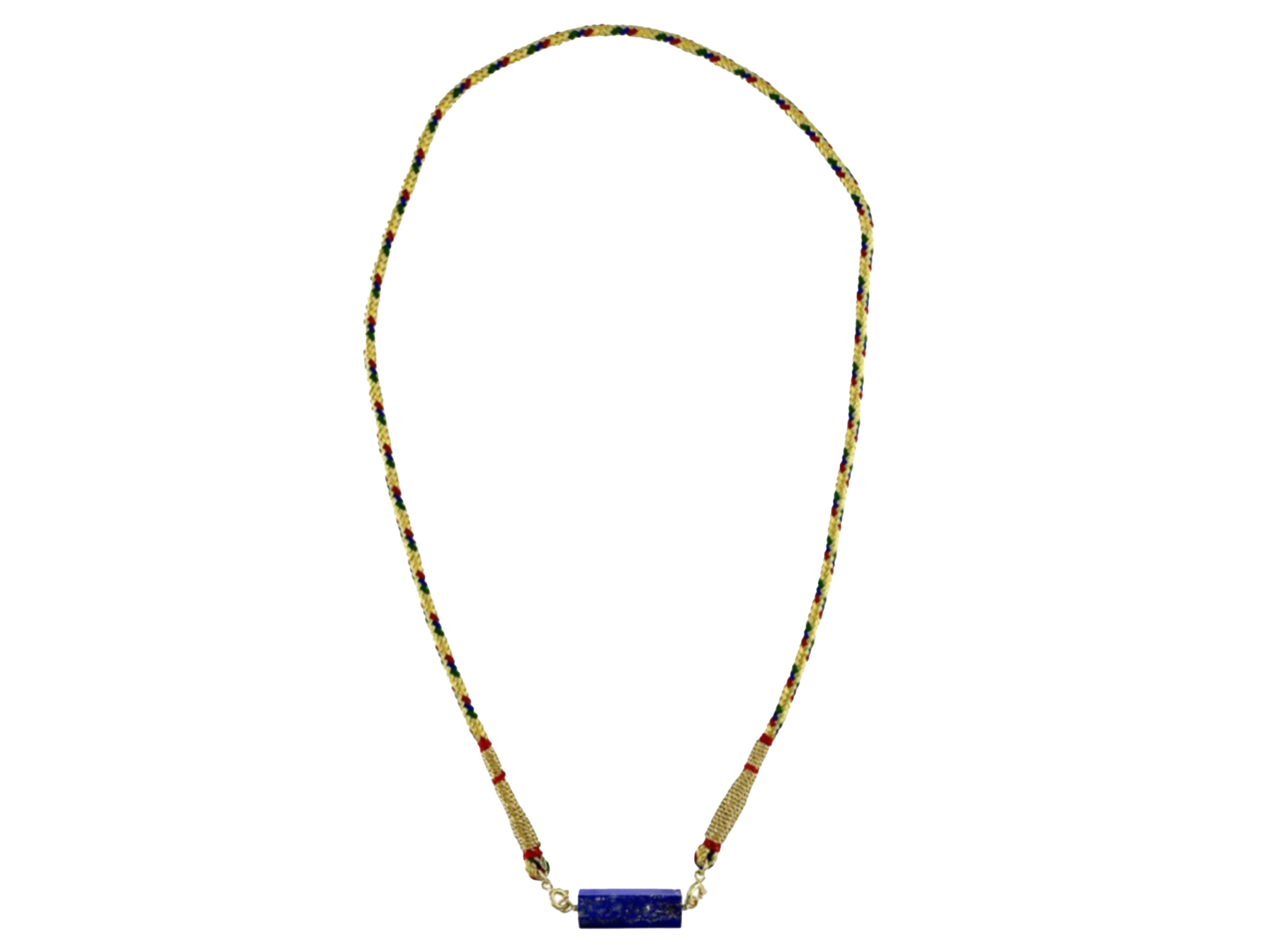 Woven Necklace with Lapis Roller