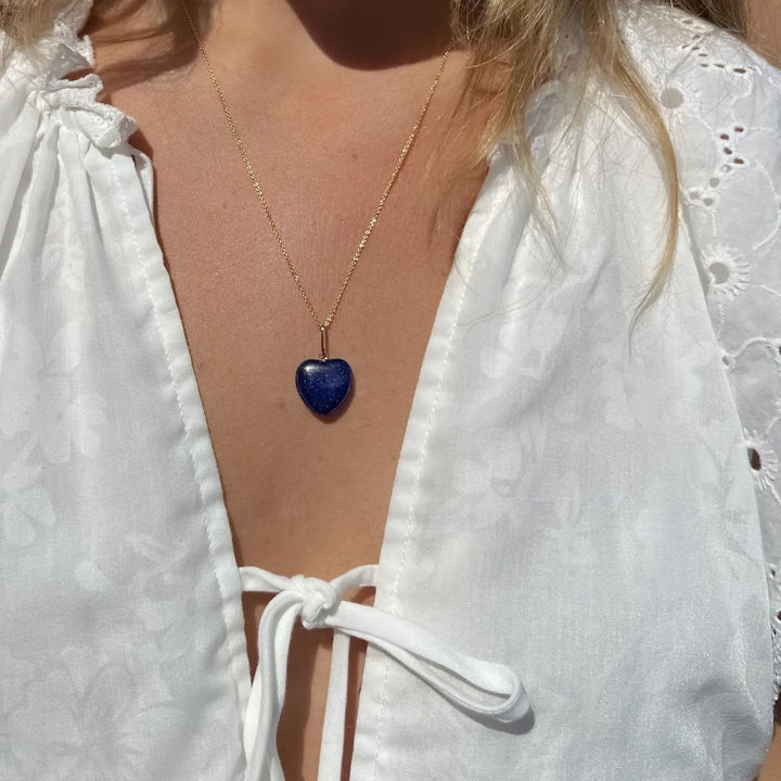 Lapis Heart Charm Necklace