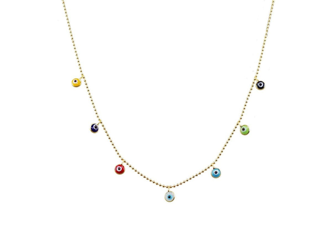 Gold Colorful Evil Eye Necklace