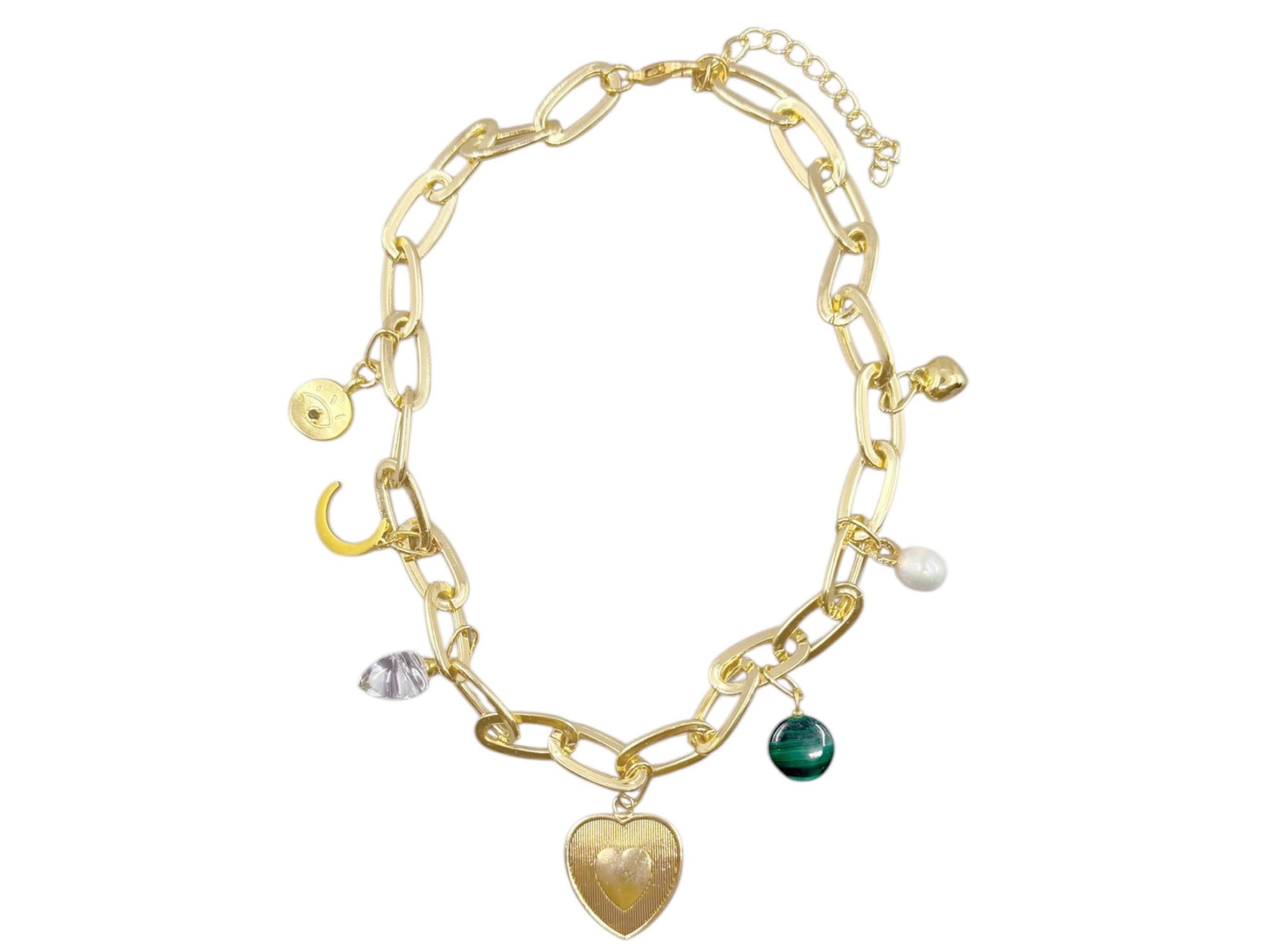 Multiple Charm Necklace with Vintage Chain