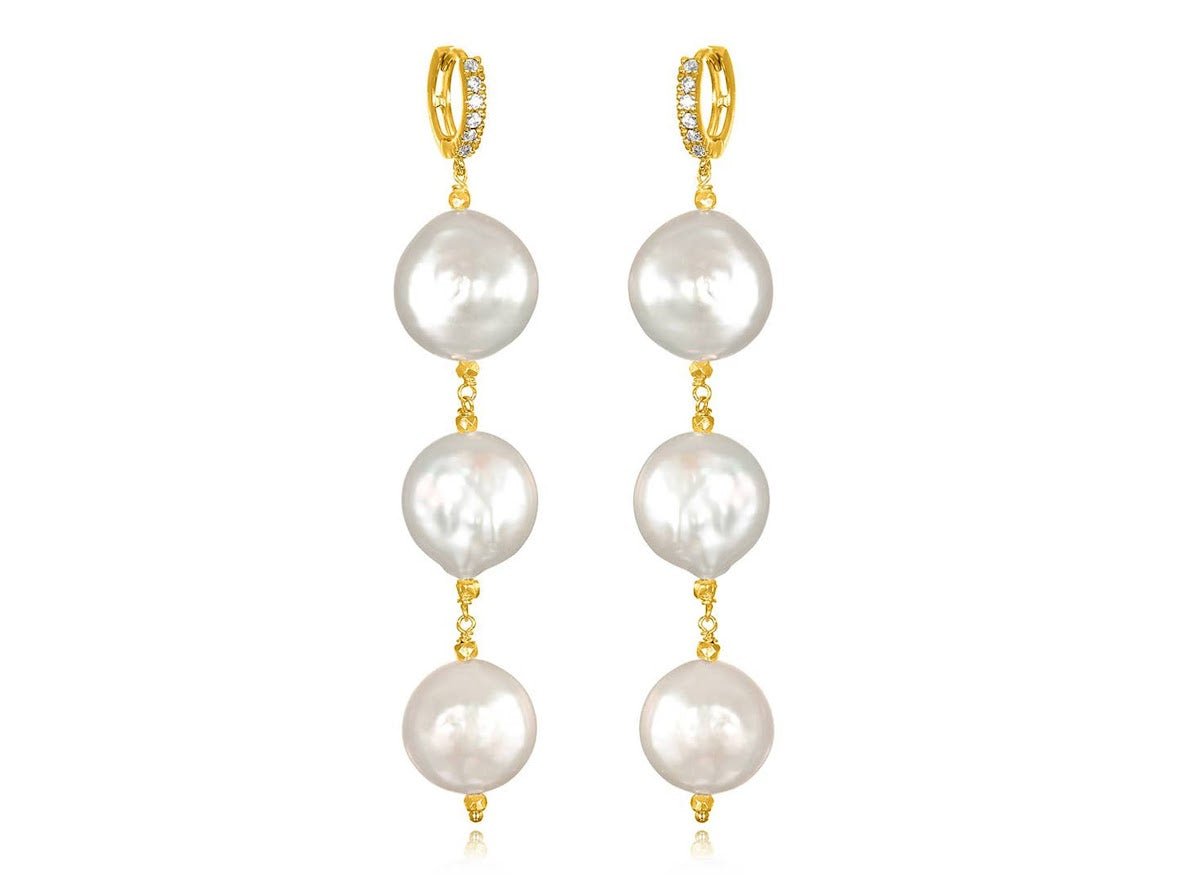 Freshwater Pearl Coin Drop Earrings