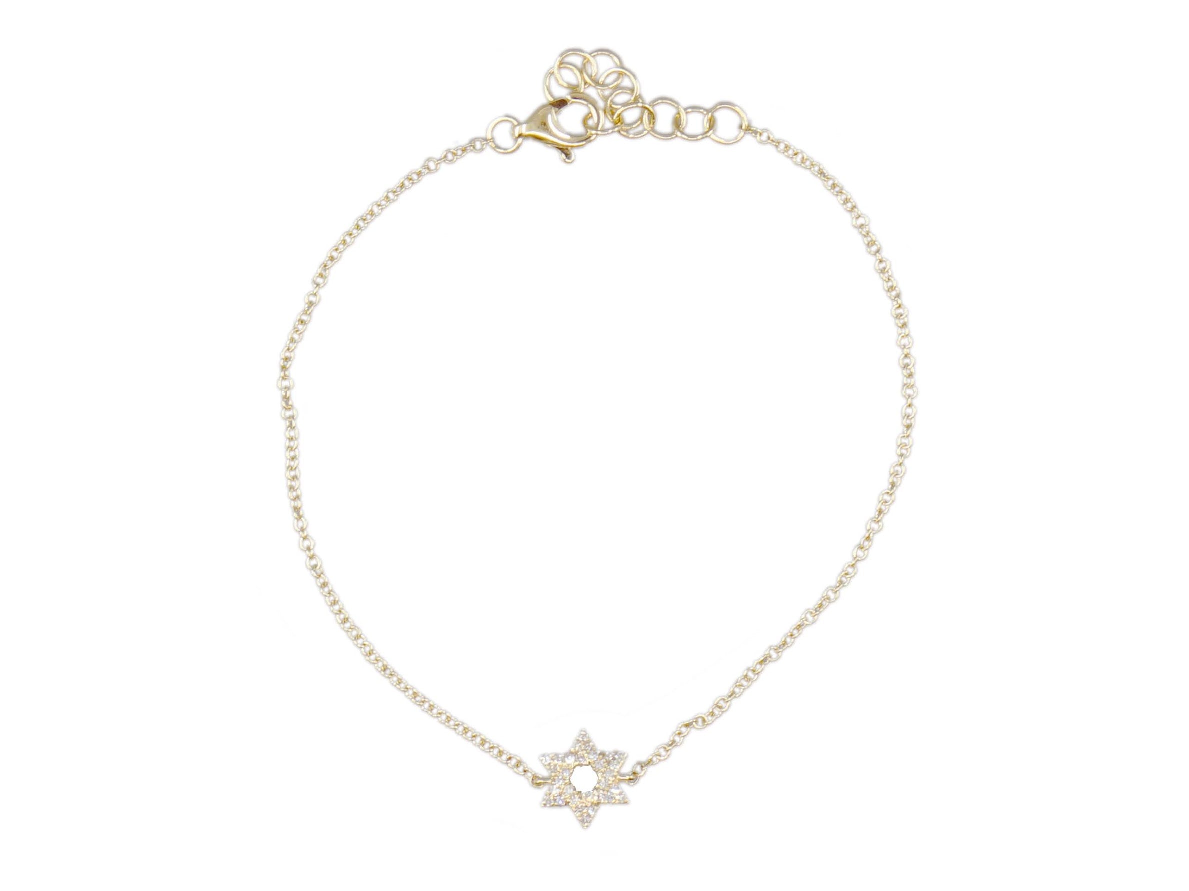 14k Star Chain Bracelet with Diamonds