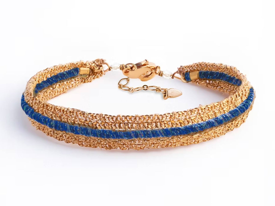 Blue Striped Chain Bracelet