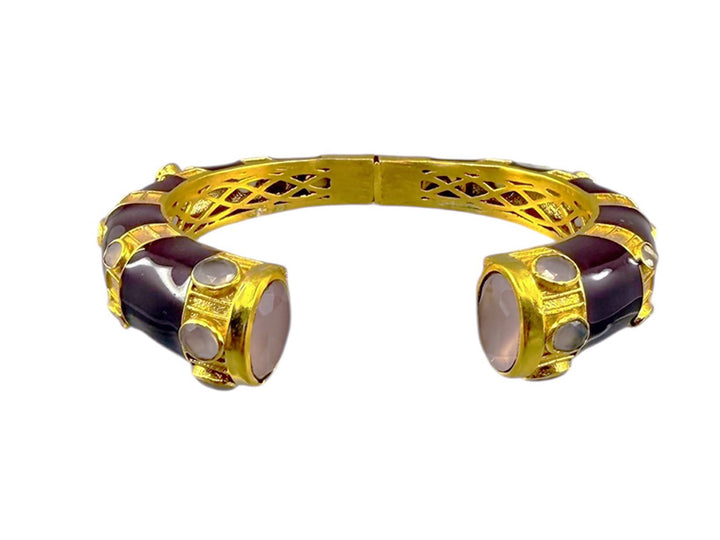 Chocolate Enamel Cuff with Carnelian