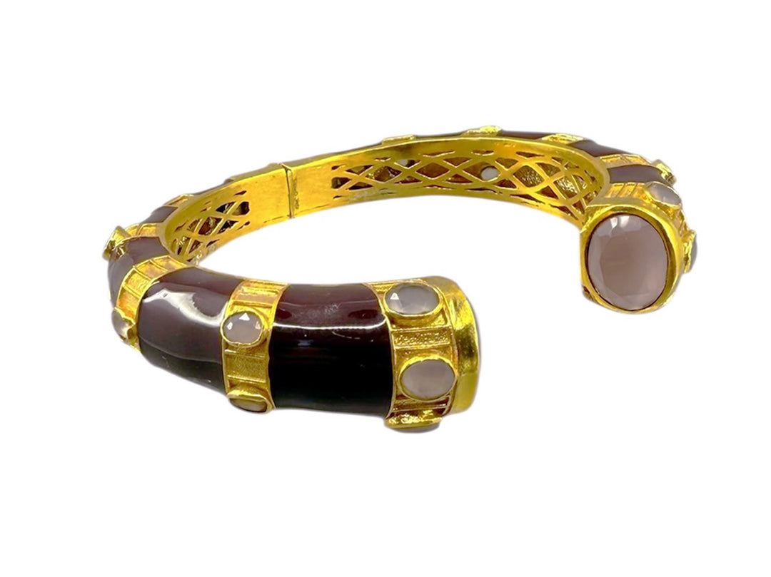 Chocolate Enamel Cuff with Carnelian