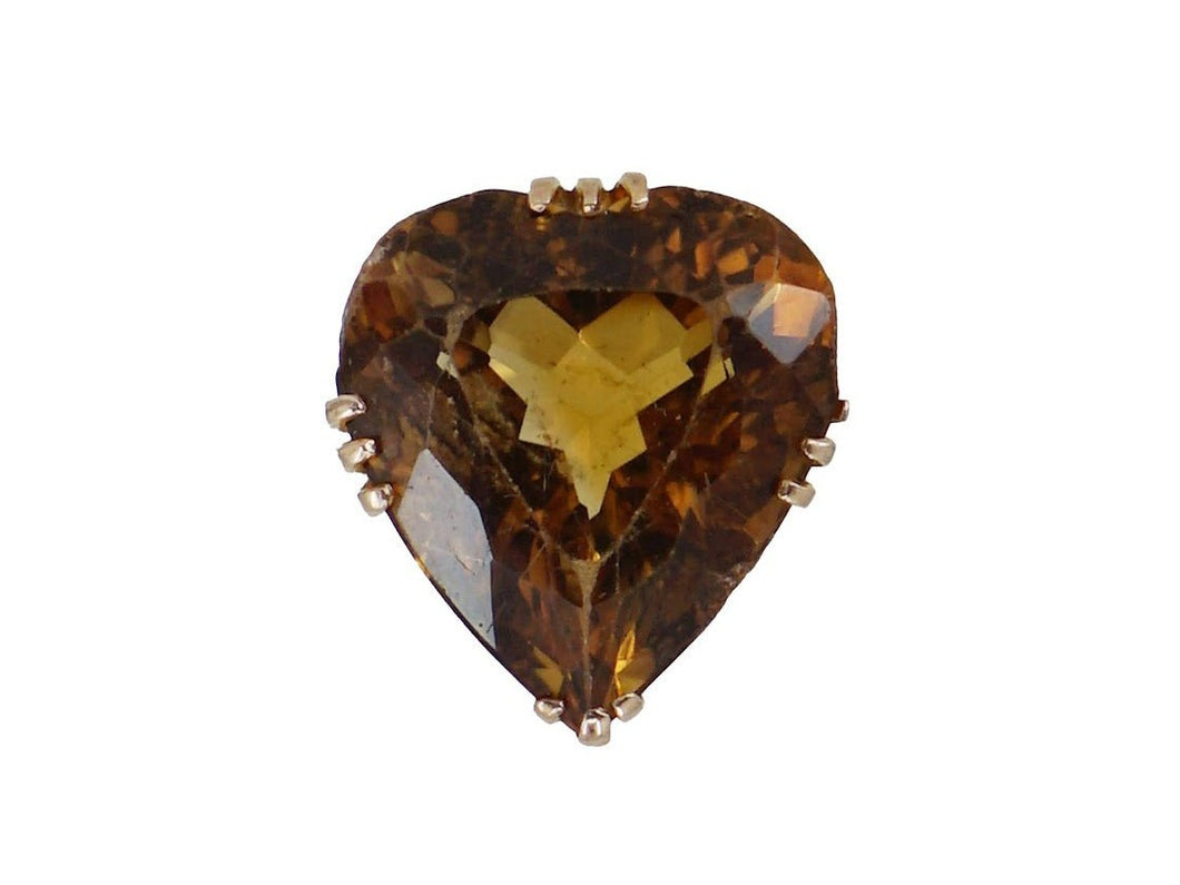 1940s 14k Pink Gold Heart-Shaped Citrine Ring
