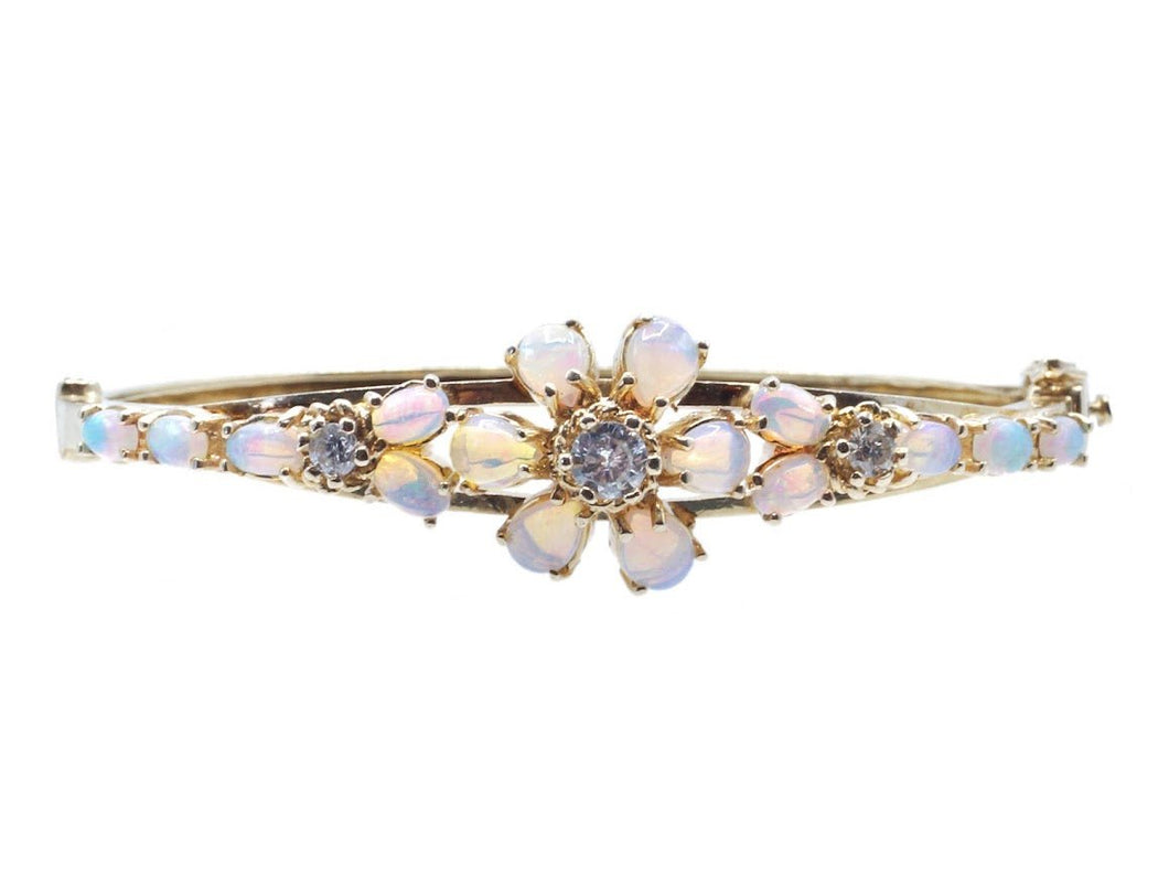 14k Bangle with Opals and Diamonds