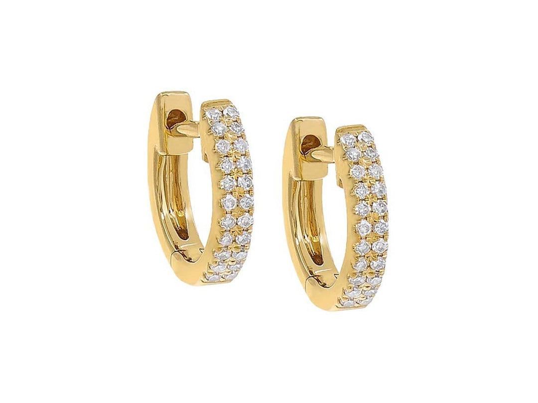 14k Diamond Double Row Huggie Hoops