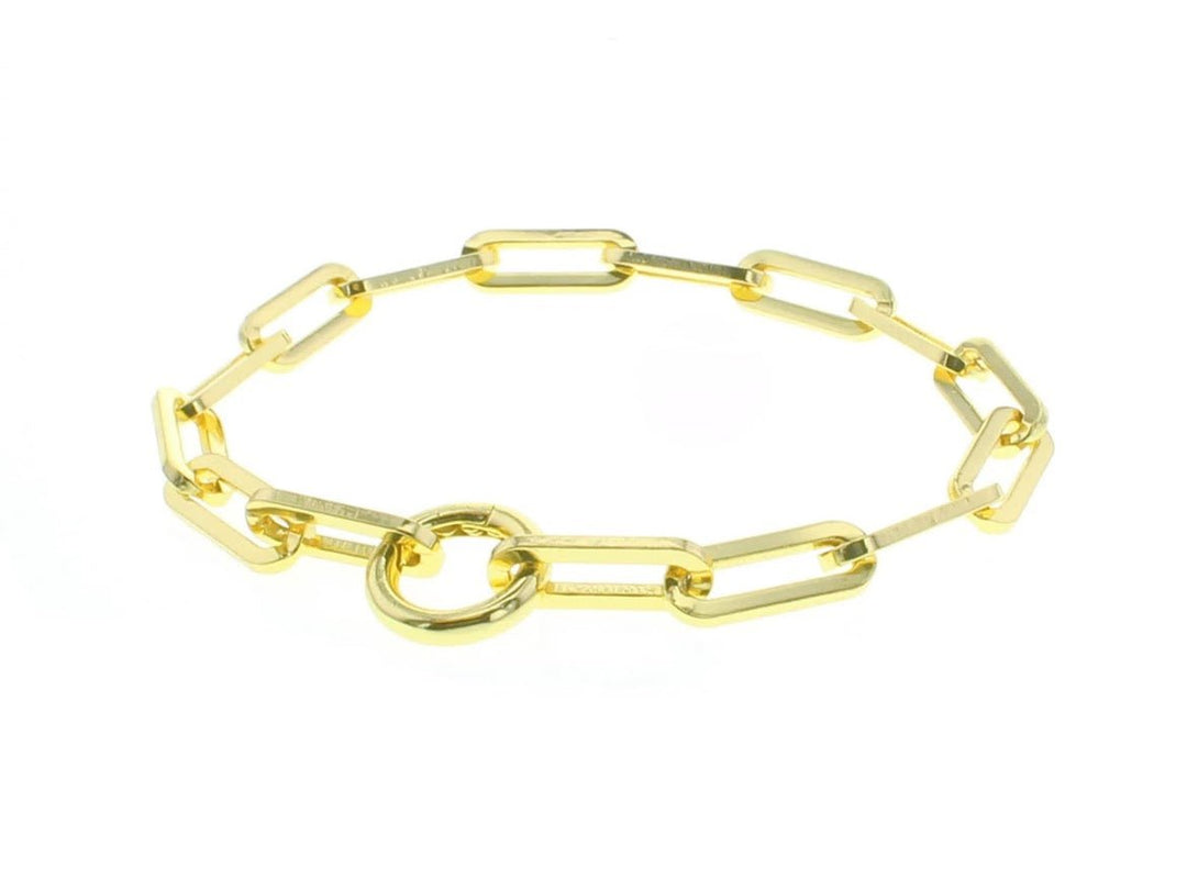 Golden Cable Chain Bracelet with Circle Clasp