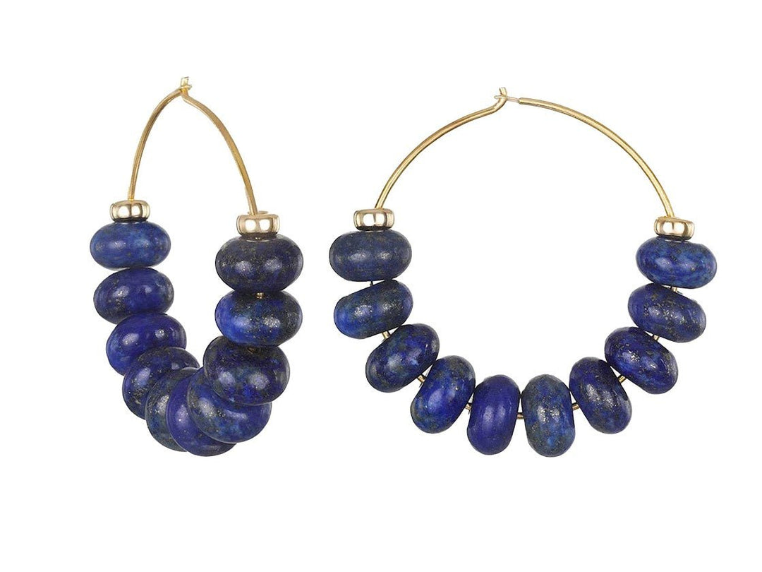 Lapis Roundel Hoop Earrings