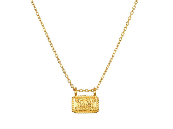 Gold Lotus Plate Necklace
