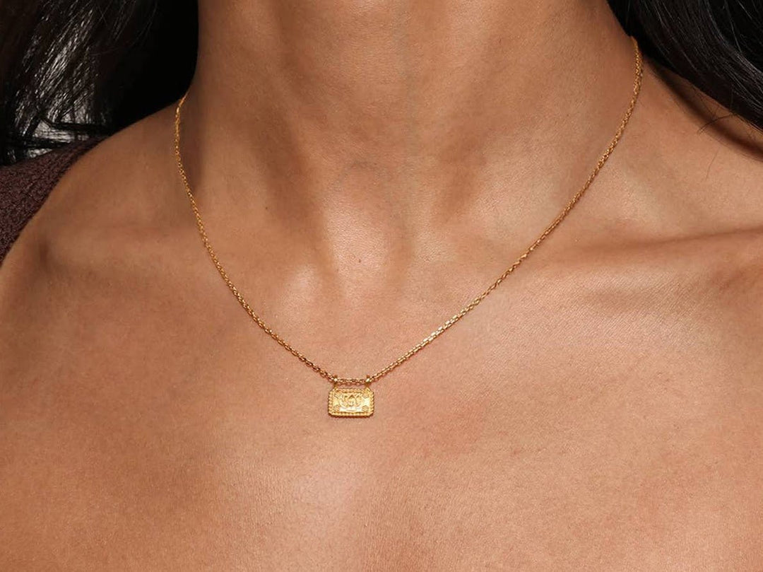 Gold Lotus Plate Necklace