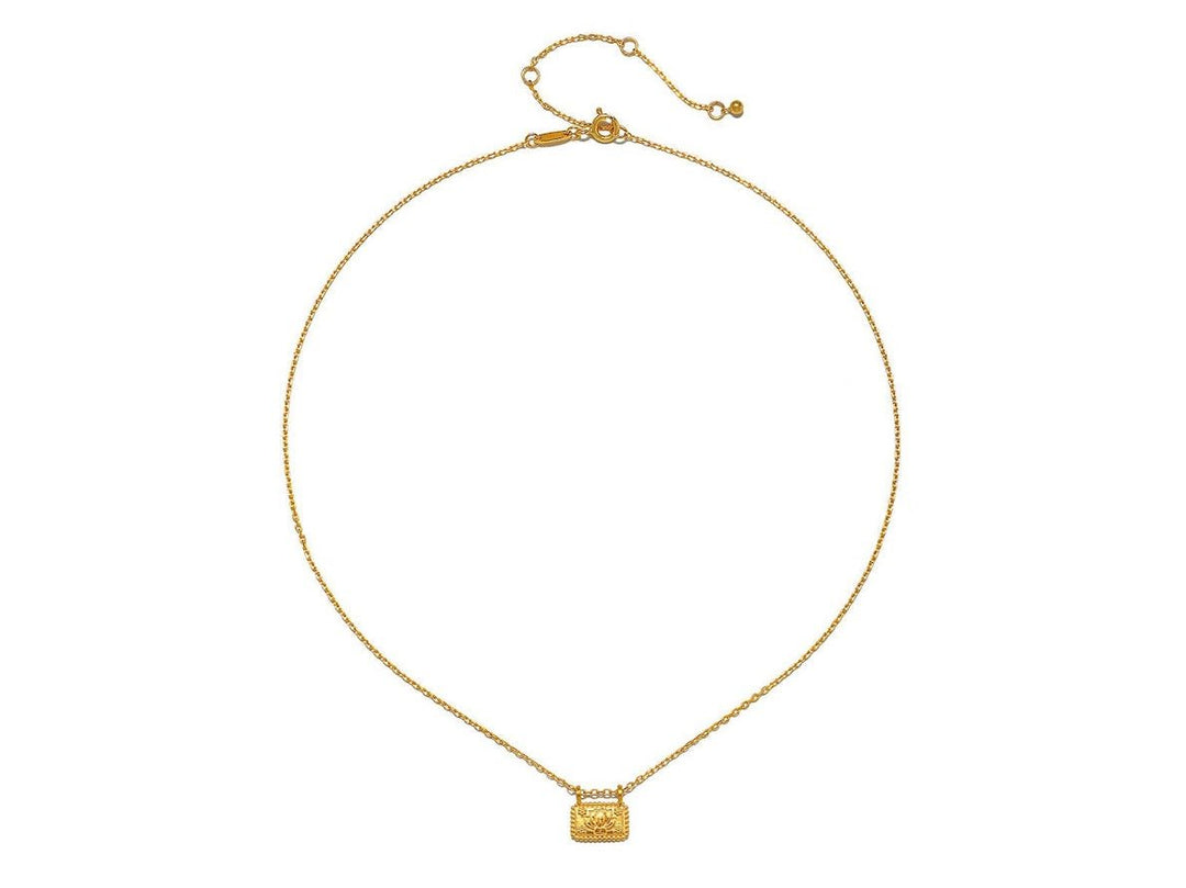 Gold Lotus Plate Necklace
