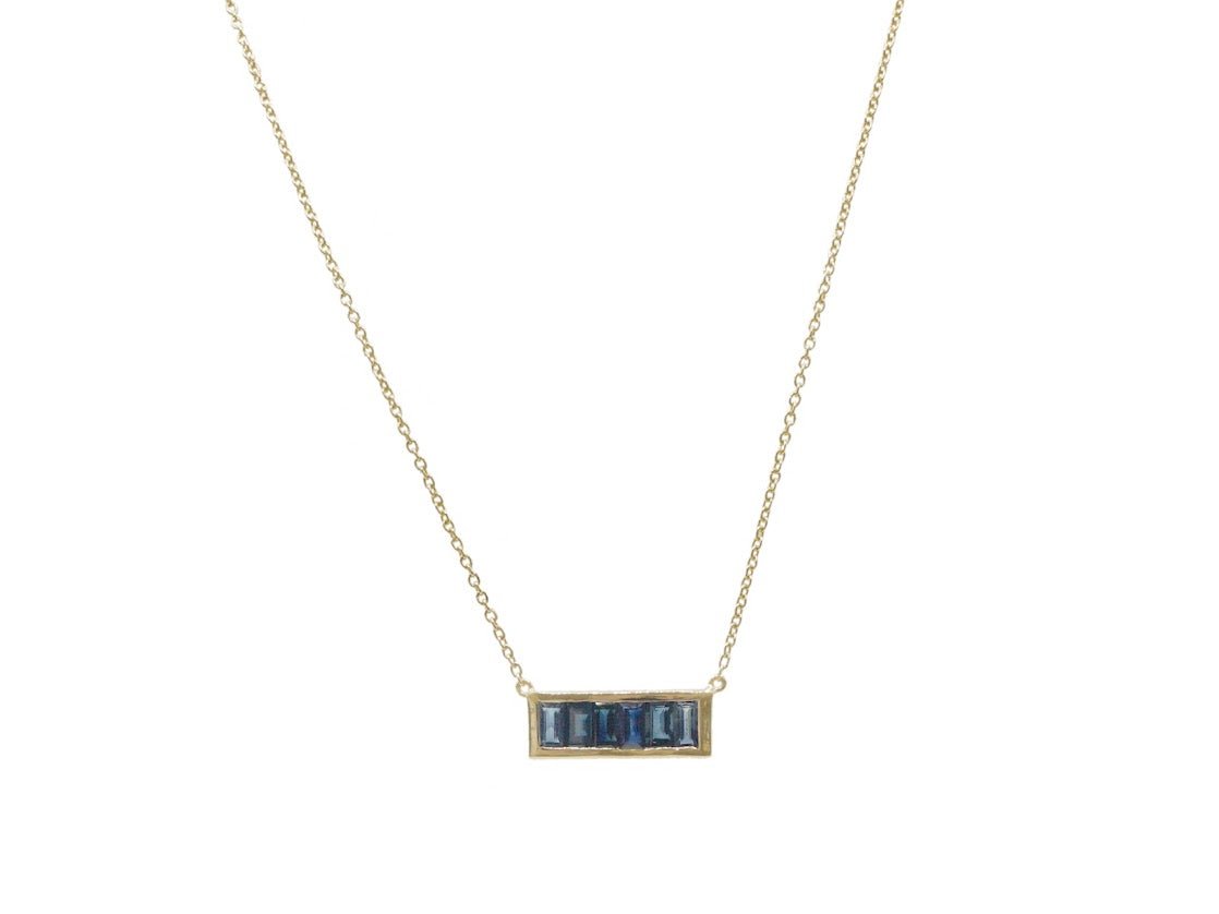 14k Baguette Blue Sapphire Necklace