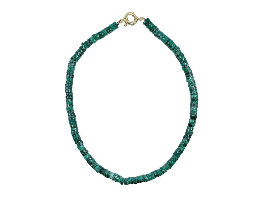 Malachite Heishi Bead Stacked Strand Necklace