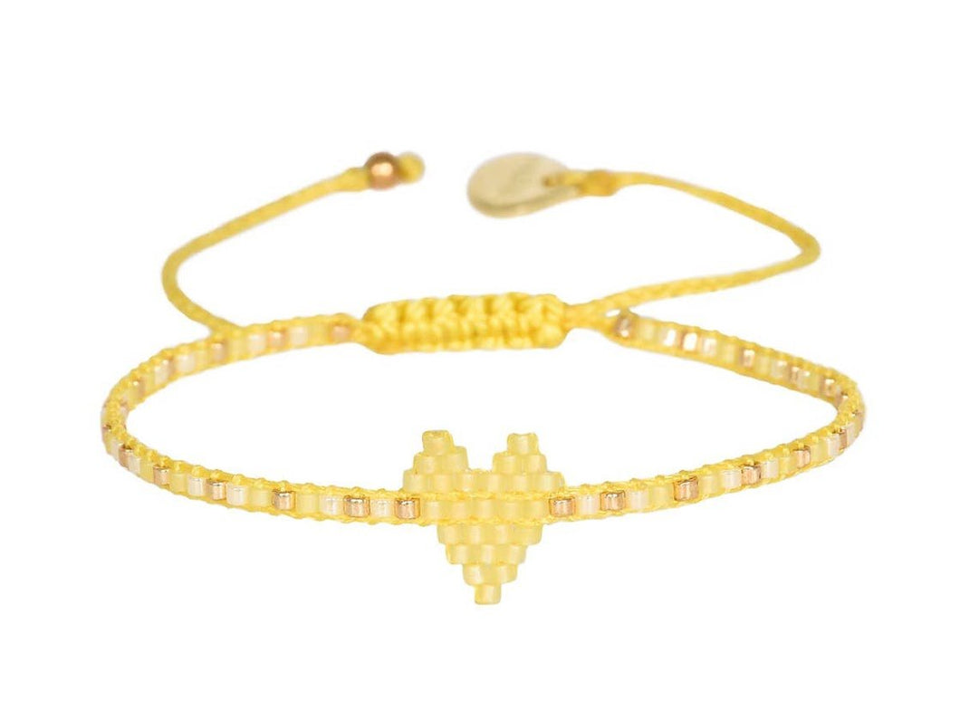 Yellow and Gold Adjustable Heart Bracelet