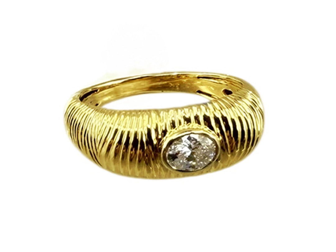 14k Textured Ring with Diamonds