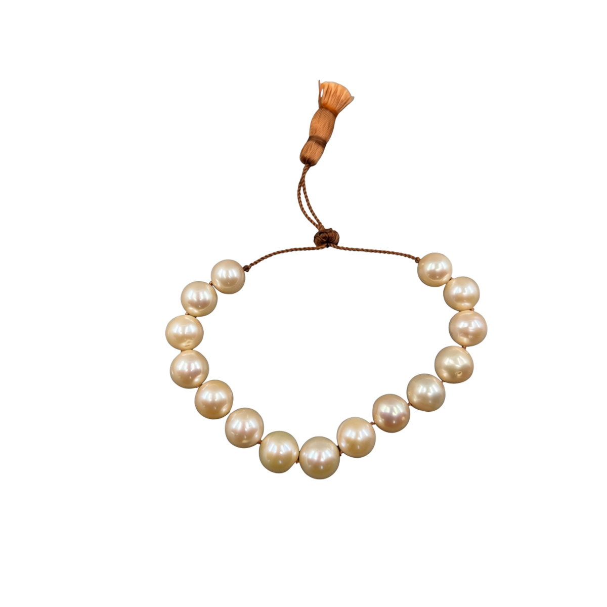 Freshwater Pearl Bracelet on Brown Silk