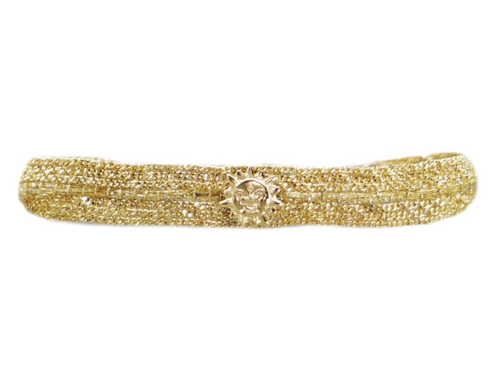 Wider Gold Striped Chain Bracelet with Sun Charm