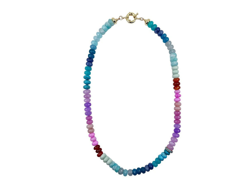 Multiple Gem Strand with Turquoise Charm